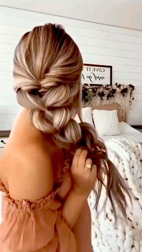 Pin on blonde balayage Braid For Wedding Guest, Side Braid Hairstyles Tutorial Videos, Long Hair Styles Videos, Easy Hair Wedding Guest, Easy Boho Hairstyles Medium, Long Hair Braids Easy, Hairstyles Easy Step By Step, Simple Wedding Guest Hairstyles, Easy Wedding Guest Hair