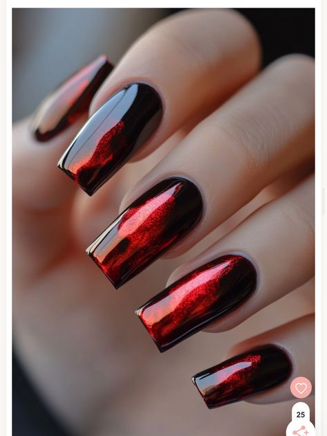 Halloween Chrome Nails Short, Chrome Halloween Nails Designs, Red And Black Chrome Nails, Sparkle Chrome Nails, Chrome Gel Nails Ideas, Matte Chrome Nails, Halloween Chrome Nails, Ombre Chrome Nails Designs, Black Chrome Nails Designs