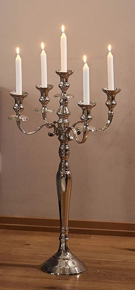 Candle Candelabra Handcrafted Beautiful 4 Arm Silver Plated 25 Inch Tall, - Etsy Candleabra Ideas, Silver Candelabra, Candelabra Centerpiece, Candle Candelabra, Silver Candle Holders, 4 Arms, Silver Candle, Tall Candle, Star Candle