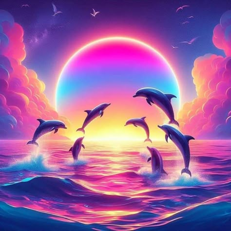 Dolphin Images, Rhinestone Painting, Dolphin Art, Handmade Wall Decor, मोबाइल वॉलपेपर, Beautiful Art Pictures, Pretty Landscapes, Beautiful Wallpapers Backgrounds, Art Embroidery