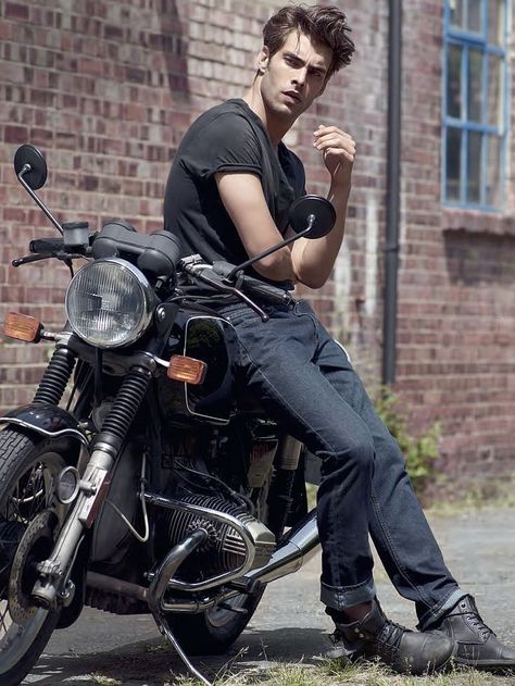 Bike poses Motorcycle Outfit Men, Motorcycle Shoot, John Kortajarena, Motorcycle Photo Shoot, Fashion Cowok, Male Pose, Biker Photography, Image Moto, Biker Photoshoot