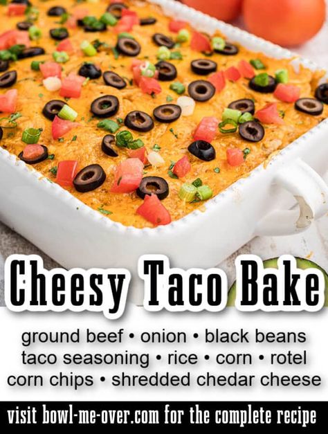 Cheesy Taco Casserole Bowl Me Over, Cheesy Taco Casserole, Southwest Salad Recipe, Spicy Ranch Dressing, Chicken Taco Casserole, Tomato Snacks, Tamale Pie, Taco Bake, Cheesy Casserole