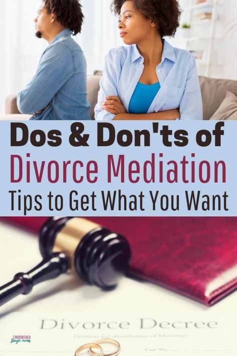 These fantastic tips will give you the information you need to know to get what you want in child custody and finances. Get a checklist of what you need to know to be prepared to get what you want in divorce mediation. The decisions you make now will affect you for years to come. #divorce, #divorcemediation, #singlemom Custody Mediation Tips, Single Mom Finances, Dissolution Of Marriage, Divorce Settlement, Divorce Mediation, Divorce Help, Divorce Advice, Single Parents, Single Mom Life