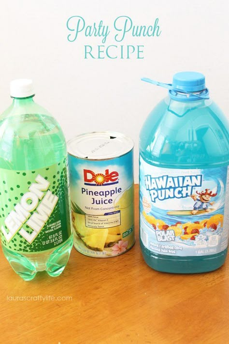 Summer Party Punch, Baby Shower Punch, Blue Punch, Party Punch Recipes, Baby Shower Drinks, Hawaiian Punch, Boy Baby Shower Ideas, Blue Drinks, Trendy Baby Shower Ideas