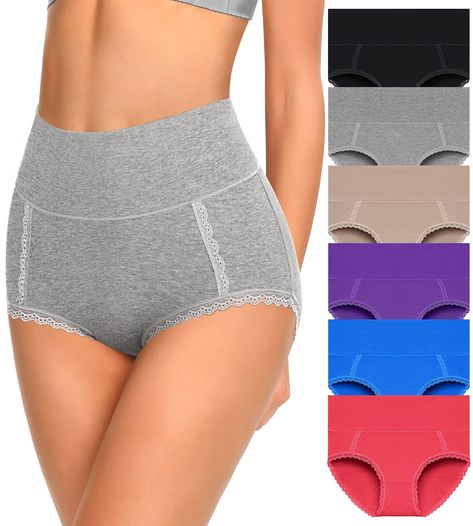 PRICES MAY VARY. 95% cotton and 5% spandex, the extended crotch is 100% cotton Imported Hand Wash Only ❥COTTON BREATHABLE MATERIAL: This women’s underwear are made of 95% high quality combed cotton and 5% spandex. The crotch of this women’s panties is extended double layer 100% cotton, they are soft, comfortable and breathable. ❥SHOW PERFECT BODY SHAPE: This ladies high-waisted panties with high stretchy and very close, they could cover your muffin-top and cover your hips, perfectly show your bo Muffin Top, Perfect Body, Fabric Covered, Stretchy Fabric, Shapewear, Combed Cotton, Women Lingerie, Briefs, Double Layer