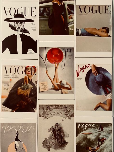 Postcards from Vogue: 100 Iconic Covers, fashion covers from 1892 1892 Fashion, Old Vogue, Travel Magazine Cover, Vintage Vogue Covers, Table Aesthetic, Play Your Cards Right, Design Collage, Vogue Magazine Covers, Fashion Vogue