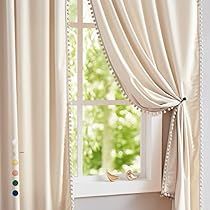 Long Window Curtains, Blue Velvet Curtains, Pom Pom Curtains, Ivory Curtains, Cream Curtains, Drapes For Living Room, Velvet Drapes, Curtains For Bedroom, Kids Curtains