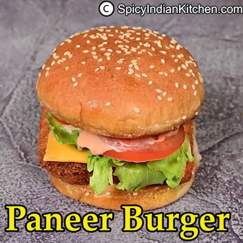 Paneer Burger Recipe, Paneer Burger, Chutney Varieties, Idli Chutney, Burger Patty Recipe, Veg Pizza, Almond Flour Cakes, How To Make Paneer, Jamun Recipe