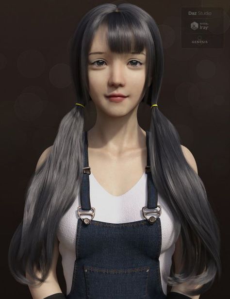 Qiqi Twintail Hair For Genesis 8 Female(s) | 3D Hair for Daz Studio #dazstudio Twintail Hairstyles Drawing, Twintail Hairstyles, 3d Hair, Cute Hairstyle, Daz Studio, 3d Software, Women's Hair, How To Draw Hair, Art Tips