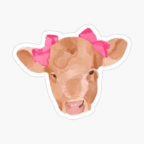 Cute Cow Design, Cute Cow Sticker, Cute Digital Stickers, Brown Stickers, Cow Stickers, Hipster Drawing, Ikea Art, Girls Stickers, Redbubble Stickers