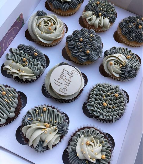 75th Birthday Cupcakes For Men, 75 Birthday Cupcakes, 60th Cupcakes For Men, 40th Cupcakes Men, Cupcake Decorating Ideas For Men, 30th Birthday Cupcakes For Men, 21 Birthday Cupcakes Ideas, Masculine Cupcakes, Cupcake Designs For Men