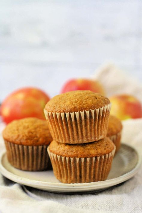 Easy vegan applesauce muffin recipe. A perfectly moist and tender muffin recipe. Vegan Applesauce Muffins, Paleo Apple Muffins, Boxed Cupcakes, Spiced Muffins, Apple Banana Muffins, Apple Spice Muffins, Paleo Muffins, Applesauce Muffins, Spice Muffins