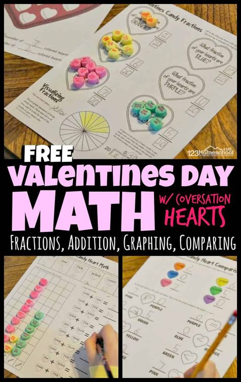 Conversation Heart Graphing, Valentines Measurement Activity, Valentines Fractions 3rd Grade, Valentine’s Day Stations, 2nd Grade February Activities, Candy Heart Activities, Third Grade Valentines, Conversation Hearts Activities, Valentines Day Writing