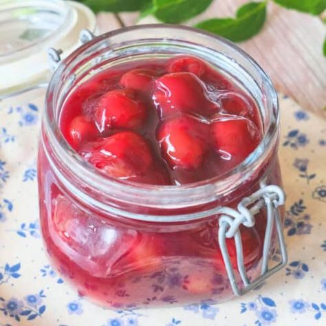 Easy Sour Cherry Compote from canned or frozen fruit - My Dinner Cherry Compote, German Pancakes, Dessert Sauce, Cherry Sauce, Cherry Desserts, Frozen Cherries, Sour Cherry, Dessert Sauces, Frozen Fruit