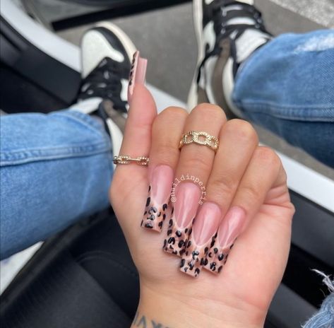 Cheetah French Tip Nails, Cheetah French Tip, Dark Mocha Jordan, Tip Nails, Nail Styles, Jordan Sneakers, French Tip Nails, Acrylic Nail Designs, Swag Nails