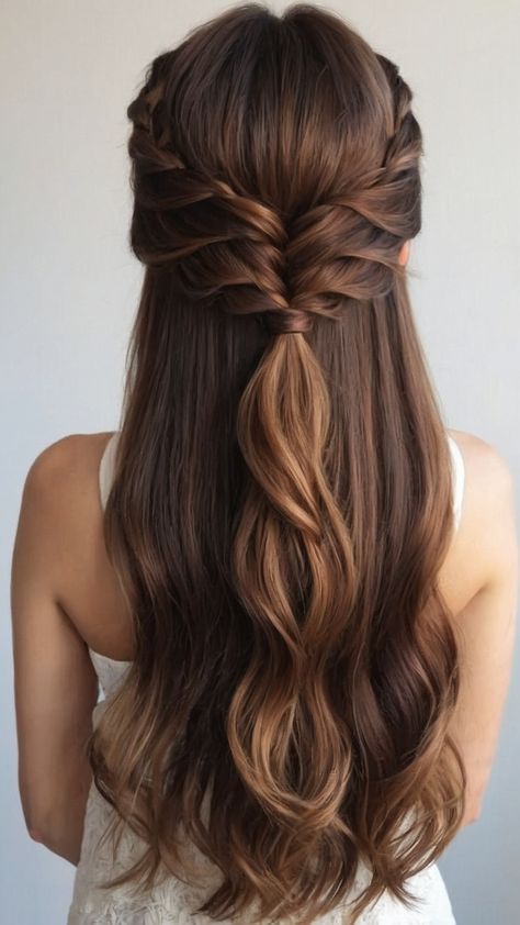 Discover the best hoco hairstyles for straight hair including simple half up short hair half up half down long hair medium length and natural curly hair styles Find easy shoulder length hairstyles for your special event Down Hairstyles For Long Hair Prom, Best Graduation Hairstyles, Semi Formal Dance Hairstyles, Half Up Half Down For Long Hair, Hoco Hairstyles Straight Hair, Hairstyles For Long Hair Half Up, Wedding Guest Half Up Half Down Hair, Hairstyles Front And Back View, Half Up Half Down Wedding Hair Braid