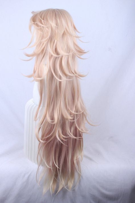 Demon Slayer Kimetsu no Yaiba Douma Gradient Hair Wig Long hairpiece Cosplay Douma Cosplay Wig, Wig Hairstyles Cosplay, Shoulder Length Messy Hair, Nezuko Wig, Gradient Hair Color, Douma Cosplay, Cosplay Hairstyles, Fantasy Wig, Hairstyles Reference