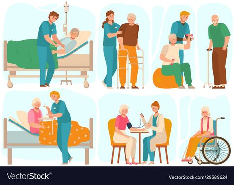 Scene Cartoon, Geriatric Nursing, Homecare Nursing, Nurse Teaching, Medical Safety, Geriatric Care, Home Care Services, Physiotherapy Clinic, Nurse Art