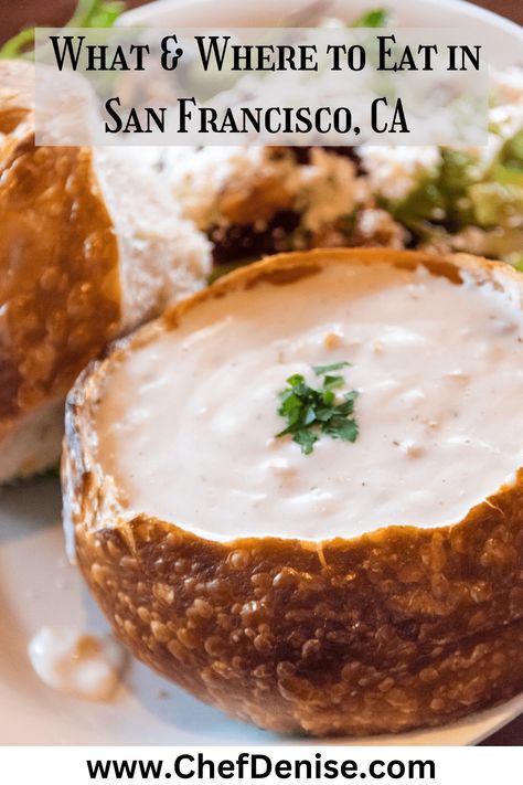 San Francisco famous food, Sourdough Bread Bowl of Clam Chowder West Coast Travel, San Francisco Food, Famous Food, North America Travel Destinations, Gourmet Dinner, San Francisco Travel, South Tyrol, Different Cultures, Travel Articles