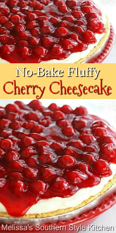 Cherry Cheesecake No Bake, Cherry Cheesecake Pie, Cherry Delight Dessert, Cheesecake Cherry, Cheesecake Healthy, Desserts No Bake, Kielbasa Soup, Healthy Pumpkin Dessert, Cherry Cheesecake Recipe