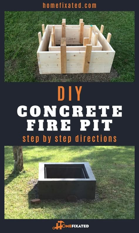 Homemade Fire Pit Diy Cheap, Cooking Firepits Backyard Diy, Firepits Backyard Cement, Diy Campfire Pit, Diy Above Ground Fire Pit, In Deck Fire Pit, Diy Outdoor Cooking Fire Pits, Fire Pit Build, Home Made Fire Pit Backyard