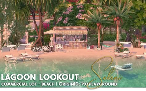 Sims Sulani, Sims 4 Sulani, Ts4 Cc House, Pose On The Beach, Restaurant Details, Sims Lots, Sims 4 Save File, Lotes The Sims 4, The Sims 4 Lots