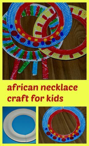 african necklace craft for kids on ofamilylearningtogether Nigeria Crafts For Kids, African Necklace Craft, African Art For Kids, Around The World Crafts For Kids, Handas Surprise, Multicultural Crafts, Multicultural Activities, Around The World Crafts, Africa Craft