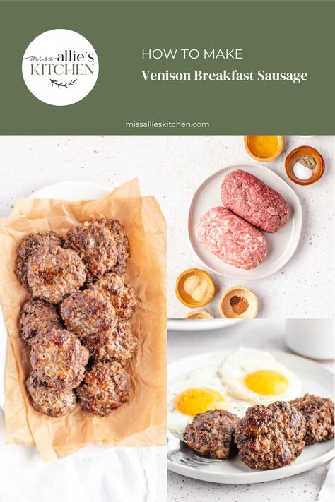 What is the best venison to pork ratio for sausage? Learn that and delicious flavoring ideas in this Venison Breakfast Sausage recipe. Veal Sausage Recipe, Recipes With Bulk Sausage, Deer Breakfast Sausage Recipe, Venison Breakfast Sausage, Greek Yogurt Blueberry Muffins, Venison Sausage Recipes, Breakfast Sausage Recipe, Venison Sausage, Sausage Making Recipes