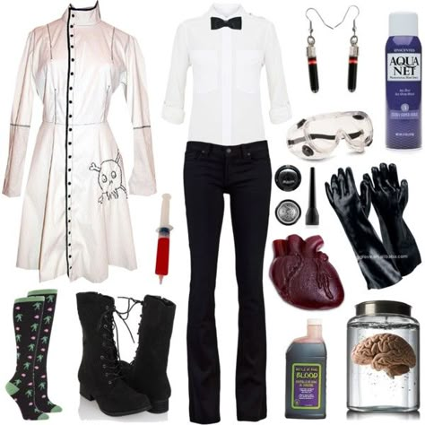 Mad Scientist, created by azurafae on Polyvore Evil Scientist Outfit, Evil Scientist Costume Women, Frankenstein Scientist Costume, Di Mad Scientist Outfit, Scientist Outfit Women, Scientist Costume Women, Mad Scientist Aesthetic Outfit, Mad Scientist Costume Women's, Mad Scientist Cosplay