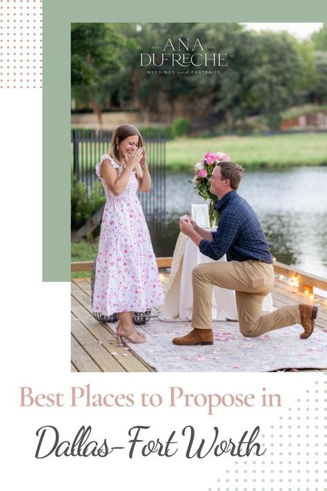 Trying to figure out how to plan the perfect proposal? As an engagement photographer, I’m here to share my tips on planning the perfect proposal! Plus, if you’re from Dallas-Fort Worth, don’t miss my recommendations for some of the best places to get engaged in DFW. Check out my recommendations to help you plan the perfect proposal! Texas Proposal Ideas, Dallas Proposal Ideas, Places To Get Engaged, Dallas Proposal, Places To Propose, Proposal Spots, Best Places To Propose, Dallas Engagement, Ways To Propose