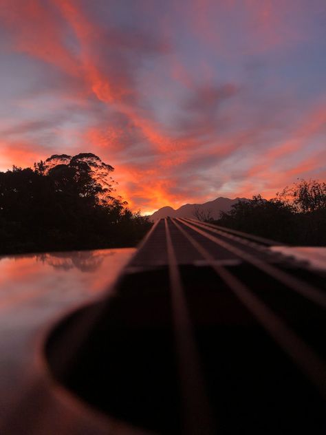 Beautiful pink sunset guitar photo photography Guitar Photos, Pink Sunset, Photo Photography, Sunrise Sunset, On The Road, Random Stuff, The Road, Rap, Country Roads