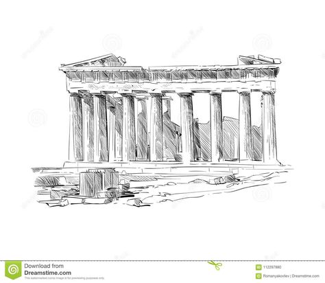 Acropolis of Athens. the Parthenon. Athens. Greece. Hand Drawn Sketch. Vector Illustration Stock Vector - Illustration of calendar, athens: 112297880 Parthenon Athens, Acropolis Of Athens, The Parthenon, Athens Acropolis, Architecture Building Design, Acropolis, Athens Greece, Historical Sites, Art Sketchbook