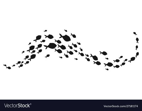 Group Silhouette, Wolf Black And White, Watermelon Vector, Fish School, Shoal Of Fish, Pedigree Dog, Feather Vector, White Dandelion, Christmas Tree Collection