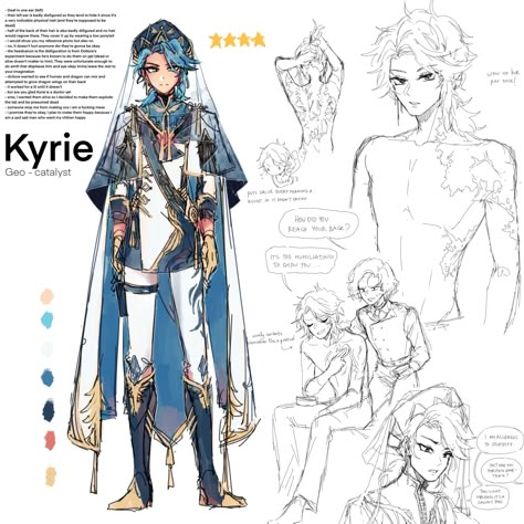 Genshin Oc, Fantasy Theme, Concept Art Character, Concept Art Drawing, Character Sheet, Fantasy Inspiration, Beautiful Drawings, Character Design References, Fantasy Clothing