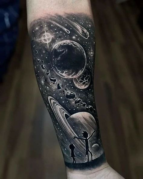 Space Arm Tattoo, Galaxy Tattoo Sleeve, Space Tattoo Sleeve, Outer Space Tattoos, Tattoo Space, Tattoo Generator, Stencils Art, Cosmic Tattoo, Space Tattoos