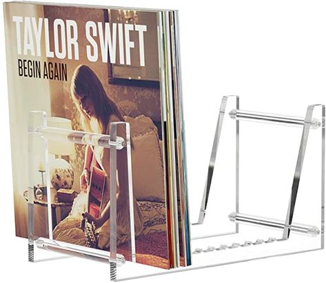 Album Holder Ideas, Acrylic Record Storage, Acrylic Vinyl Holder, Vinyl Holder Ikea, Lp Record Stand, Acrylic Record Holder, Vinyl Record Organization, Now Playing Vinyl Display, Vinyl Holder