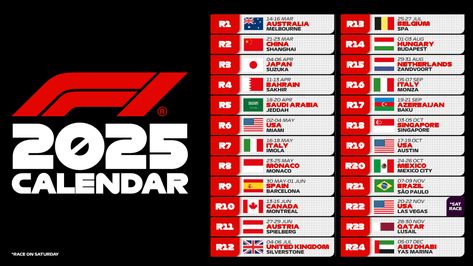 FIA and Formula 1 announce calendar for 2025 Formula 1 2023 Calendar, 2023 F1 Circuits, Formula 1 Information, 2025 F1 Calendar, Race Calendar, Fia Formula 2 Championship, United States Grand Prix, Team Games, World Championship