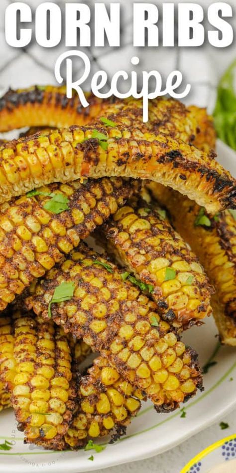 Baked Corn Ribs are very much like Elote (grilled Mexican corn), sold in markets and restaurants in Mexico. Cobs of corn are quartered lengthwise, tossed with some butter and BBQ seasoning, and then baked in oven. They can also be grilled or cooked quickly in the air fryer. This corn is sweet and delicious as a side dish or appetizer. And don't hesitate to try the mayo dip recipe and drizzle it over the corn for amazing flavor. #ourzestylife #bakedcornribs  #corncobrecipe #easyappetizer