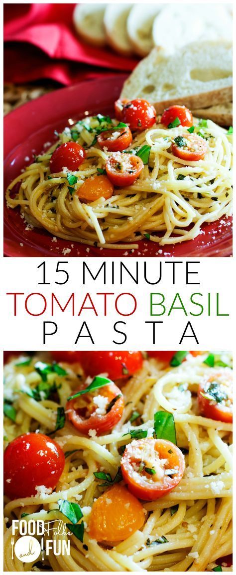 This Tomato Basil Pasta is great for busy weeknights. Once the pasta is cooked, dinner is DONE! | 15 Minute Recipe | Dinner Recipe | Pasta Recipe | Vegetarian Tomatoe Basil Pasta Recipe, Pasta Dishes With Basil, Fresh Tomato And Pasta Recipes, Pasta Fresh Tomatoes Basil, Easy Tomato Basil Pasta, Fresh Tomato And Basil Pasta, Pasta And Basil Recipes, Pasta Recipes With Grape Tomatoes, Olive Oil Tomato Basil Pasta