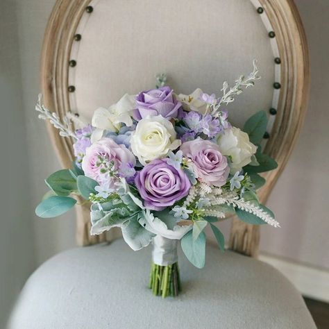 Wedding Bouquets Pastel Color Schemes, Purple Lilac Wedding Decor, Sage And Lilac Wedding Flowers, Lilac Colored Flowers, Lilac Flower Bouquet Wedding, Wedding Bouquets Lilac, Wedding Purple Bouquets, Lavender And Sage Wedding Bouquet, Wedding Bouquet Lilac