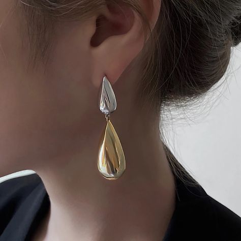 AENSOA Luxury Gold Silver Color Geometric Water Drop Earring Delicate Simple Long Metal Dangle Earrings Wedding Jewelry Pendant|Drop Earrings| - AliExpress Water Drop Earrings, Dangle Earrings Wedding, Metal Drop, Jewelry Pendants, Alloy Earrings, Trendy Earrings, Earrings Wedding, Earring Type, Delicate Earrings