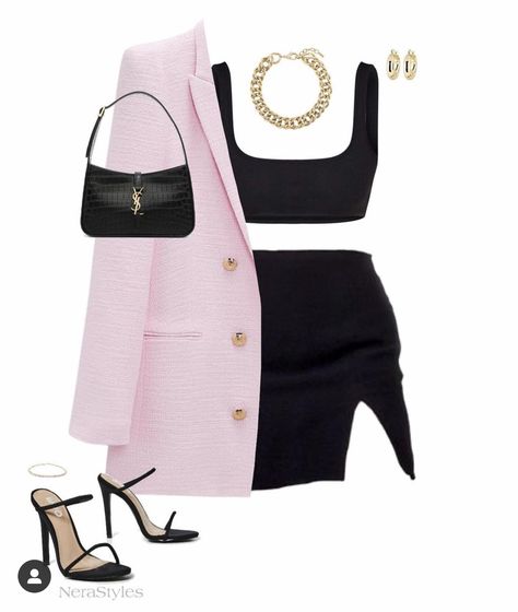 Black Outfit Party, Looks Chic, Fancy Outfits, Teenage Fashion Outfits, Pink Outfit, Lookbook Outfits, Teen Fashion Outfits, Polyvore Outfits, Outfits Casuales