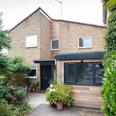 Take a look around this creative Scandi-inspired 1970s family home in Oxfordshire | Ideal Home House Front Extension, 1970s Front Door, Ex Council House Makeover Exterior, 1970s Bungalow Renovation, 1970s Renovation, 60s House Renovation, 1970s House Exterior, 1970s House Renovation, 70s House Exterior