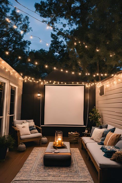 Turn Your Balcony into an Outdoor Movie Theater with Affordable Gear Theater Room Ideas On A Budget, Movie Projector Outdoor, Outdoor Theater Ideas, Home Theater Room Ideas, At Home Movie Night, Dream Home Theater, Small Home Theater Rooms, Home Theatre Room Ideas, Theater Tips