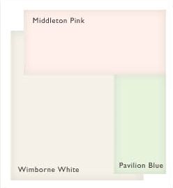 Farrow & Ball Middleton pink colour scheme Pink Farrow And Ball, Shabby Chic Caravan, Pink Colour Scheme, Girls Room Colors, Wimborne White, Pink Color Schemes, Favorite Paint Colors, Paint Brands, Grey Decor