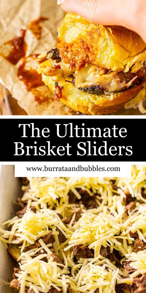 Barbecue Pork Sliders, Smoked Brisket Sliders, Brisket Sliders Recipes, Brisket Appetizers, Brisket Sliders Hawaiian Rolls, Brisket Appetizer Ideas, Beef Brisket Sliders, Brisket Sandwich Recipe, Brisket Sliders