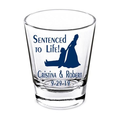 Lawyer Wedding Ideas, Police Wedding Ideas, Blue Line Wedding, Law Enforcement Wedding, Police Wedding, Heather Wedding, Custom Shot Glasses, Creative Wedding Favors, Inexpensive Wedding Favors