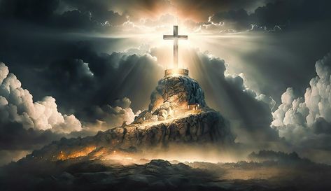 Cover Photos Christian, Cross In Clouds, Jesus Wallpaper For Laptop, Jesus Wallpaper Laptop, Golgotha Hill, Jesus Animation, Cross In The Sky, Jesus 2024, Jesus Smiling