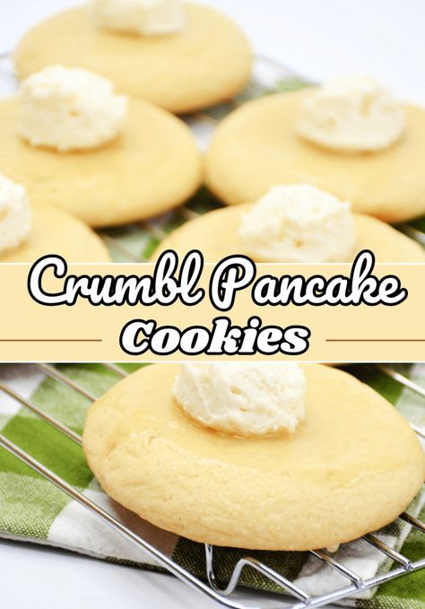 Crumbl Pancake Cookies Recipe 5 Blueberry Pancake Crumbl Cookie, Pancake Cookie Recipe, Pancake Mix Cookies, Pancake Cookies, Banana Pie Recipe, Pancake Cookie, Pecan Pie Brownies, Blueberry Pancake, Banana Pie