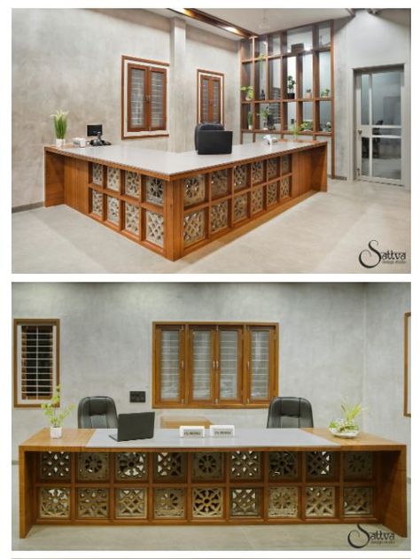 Transitional Office Design, School Reception, Reception Desk Design, Traditional Desk, Asian Paints, Window Frames, Reception Ideas, Indian Traditional, Childrens Furniture